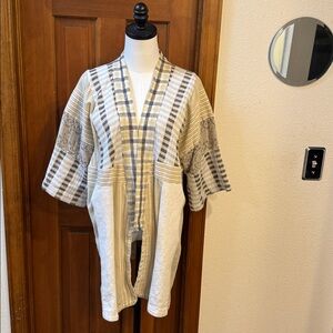 Ace & Jig Cream, Gray & Yellow Patchwork Open Cardigan